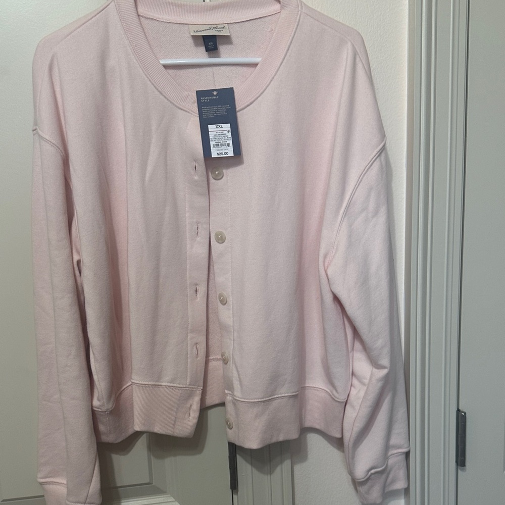 Universal Thread Pale Pink Button-Front Sweatshir… - image 1